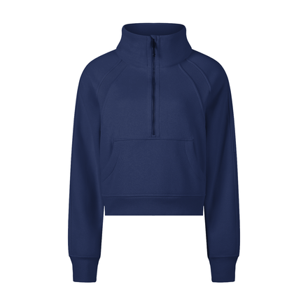 CA Cropped Half-Zip Sweatshirt with Pockets
